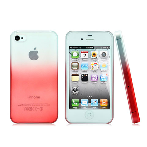 Schutzhülle Handytasche Durchsichtig Farbverlauf für Apple iPhone 4S Rot