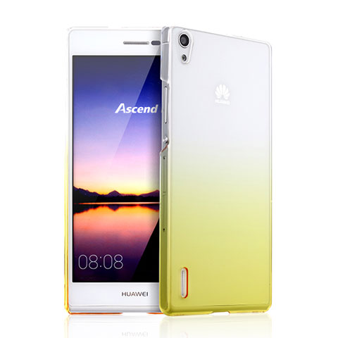 Schutzhülle Handytasche Durchsichtig Farbverlauf für Huawei Ascend P7 Gelb
