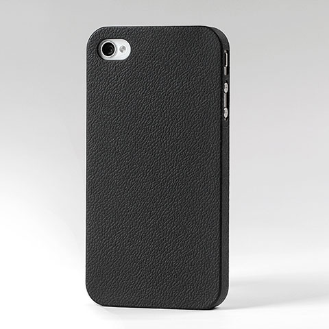 Schutzhülle Kunststoff Schutzhülle Leder für Apple iPhone 4S Schwarz