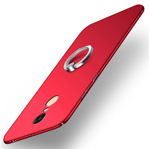 Schutzhülle Kunststoff Tasche Matt mit Fingerring Ständer A02 für Xiaomi Redmi Note 4 Rot