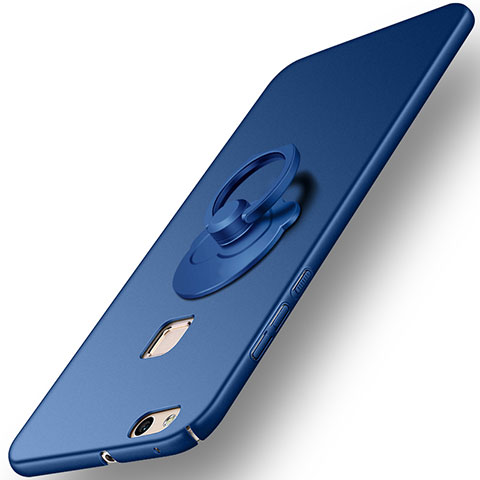 Schutzhülle Kunststoff Tasche Matt mit Fingerring Ständer für Huawei P10 Lite Blau