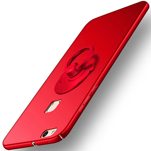 Schutzhülle Kunststoff Tasche Matt mit Fingerring Ständer für Huawei P10 Lite Rot