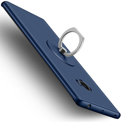 Schutzhülle Kunststoff Tasche Matt mit Fingerring Ständer für Xiaomi Mi Note 2 Blau