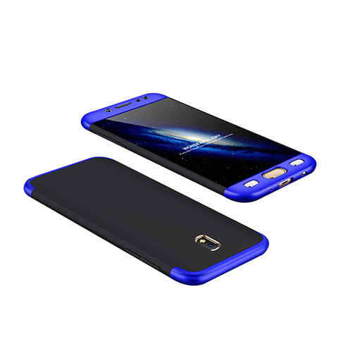 Schutzhülle Kunststoff Tasche Matt Vorder und Rückseite 360 Grad für Samsung Galaxy J7 Pro Blau und Schwarz
