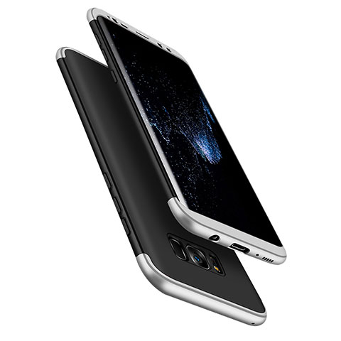 Schutzhülle Kunststoff Tasche Matt Vorder und Rückseite 360 Grad M03 für Samsung Galaxy S8 Plus Silber