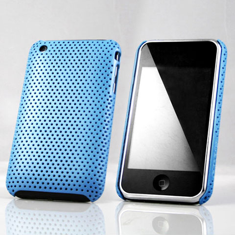 Schutzhülle Kunststoff Tasche Punkte Loch für Apple iPhone 3G 3GS Hellblau