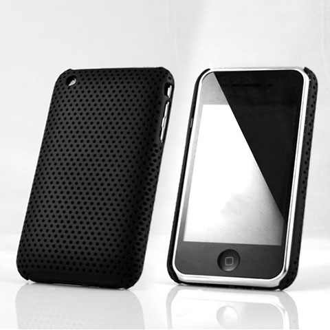 Schutzhülle Kunststoff Tasche Punkte Loch für Apple iPhone 3G 3GS Schwarz