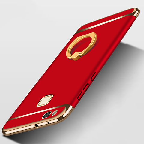 Schutzhülle Luxus Metall Rahmen und Kunststoff mit Fingerring Ständer für Huawei P9 Lite Rot