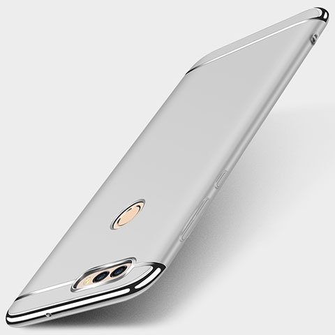 Schutzhülle Luxus Metall Rahmen und Kunststoff Schutzhülle Tasche M01 für Huawei Enjoy 7S Silber