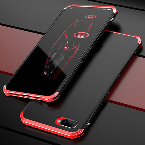 Schutzhülle Luxus Metall Rahmen und Kunststoff Schutzhülle Tasche M01 für Oppo R15X Rot und Schwarz