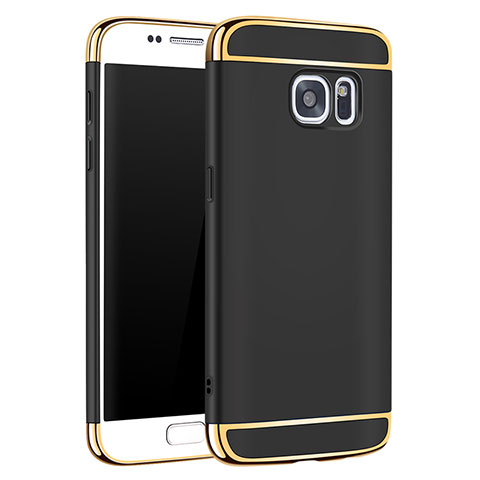 Schutzhülle Luxus Metall Rahmen und Kunststoff Schutzhülle Tasche M01 für Samsung Galaxy S7 G930F G930FD Schwarz