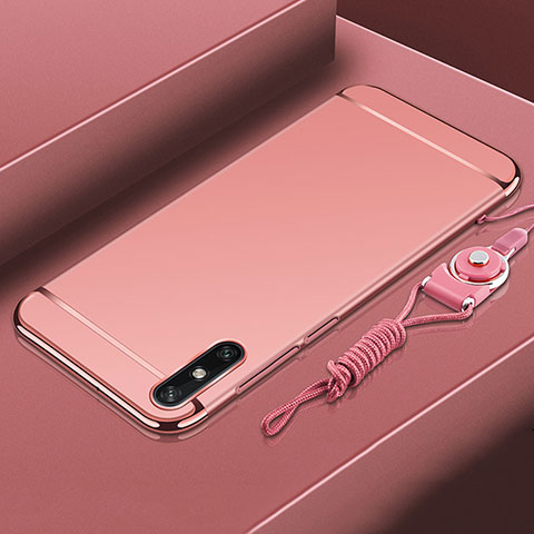 Schutzhülle Luxus Metall Rahmen und Kunststoff Schutzhülle Tasche M03 für Huawei Enjoy 10e Rosegold