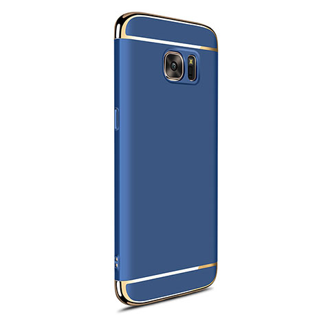 Schutzhülle Luxus Metall Rahmen und Kunststoff Schutzhülle Tasche M05 für Samsung Galaxy S7 Edge G935F Blau