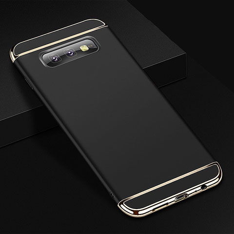 Schutzhülle Luxus Metall Rahmen und Kunststoff Schutzhülle Tasche T01 für Samsung Galaxy S10e Schwarz
