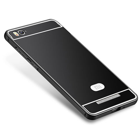 Schutzhülle Luxus Metall Rahmen und Silikon Schutzhülle Tasche M01 für Xiaomi Mi 4i Schwarz