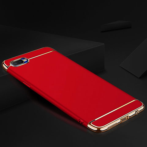 Schutzhülle Luxus Metall Rahmen und Silikon Schutzhülle Tasche M02 für Oppo R15X Rot