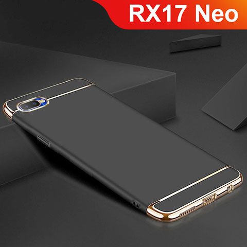 Schutzhülle Luxus Metall Rahmen und Silikon Schutzhülle Tasche M02 für Oppo RX17 Neo Schwarz