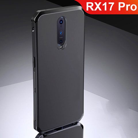 Schutzhülle Luxus Metall Rahmen und Silikon Schutzhülle Tasche M02 für Oppo RX17 Pro Schwarz