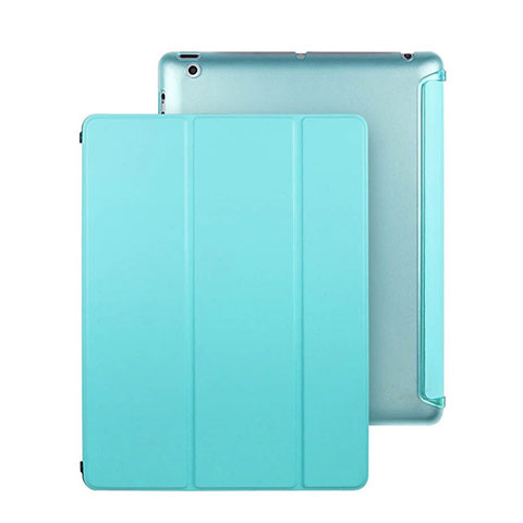 Schutzhülle Stand Tasche Leder für Apple iPad 2 Hellblau