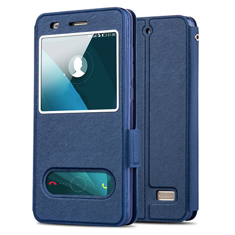 Schutzhülle Stand Tasche Leder für Huawei G Play Mini Blau
