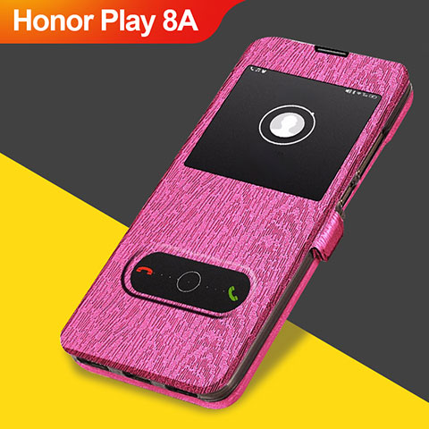 Schutzhülle Stand Tasche Leder für Huawei Honor Play 8A Pink