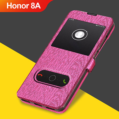 Schutzhülle Stand Tasche Leder für Huawei Y6 Pro (2019) Pink