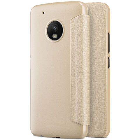 Schutzhülle Stand Tasche Leder für Motorola Moto G5 Plus Gold