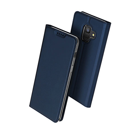 Schutzhülle Stand Tasche Leder für Samsung Galaxy A6 (2018) Blau