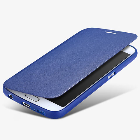 Schutzhülle Stand Tasche Leder für Samsung Galaxy S6 Duos SM-G920F G9200 Blau