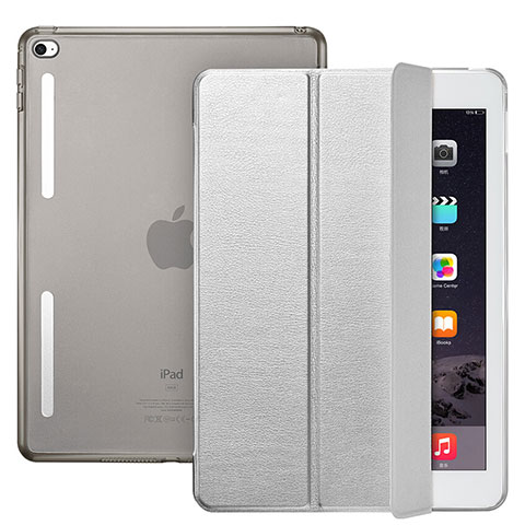 Schutzhülle Stand Tasche Leder L06 für Apple iPad Mini 4 Silber