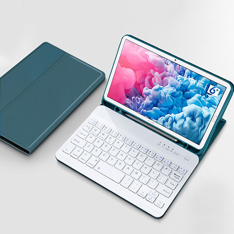 Schutzhülle Stand Tasche Leder mit Tastatur für Huawei MatePad 10.8 Cyan