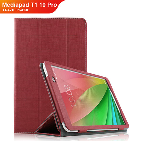 Schutzhülle Stand Tasche Stoff für Huawei Mediapad T1 10 Pro T1-A21L T1-A23L Rot
