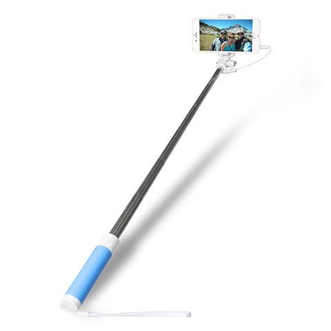 Selfie Stick Stange Verdrahtet Teleskop Universal S10 Hellblau