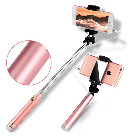 Selfie Stick Stange Verdrahtet Teleskop Universal S22 Rosegold