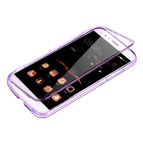 Silikon Hülle Handyhülle Flip Schutzhülle Durchsichtig Transparent für Huawei G8 Violett