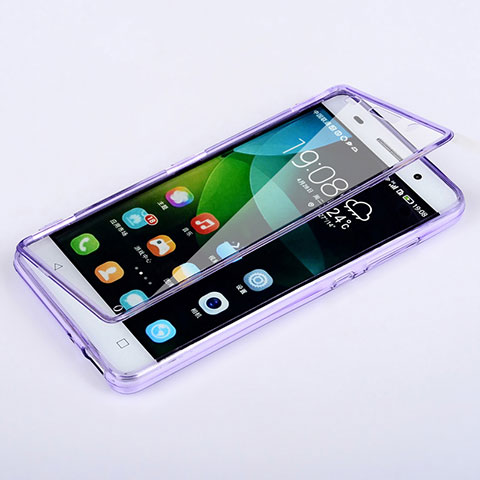 Silikon Hülle Handyhülle Flip Schutzhülle Durchsichtig Transparent für Huawei Honor 4C Violett
