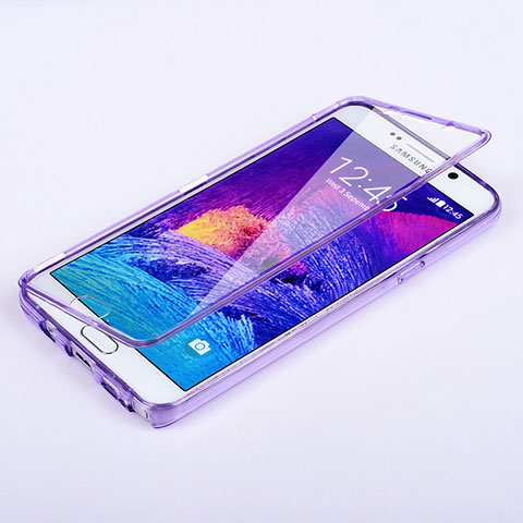 Silikon Hülle Handyhülle Flip Schutzhülle Durchsichtig Transparent für Samsung Galaxy Note 5 N9200 N920 N920F Violett