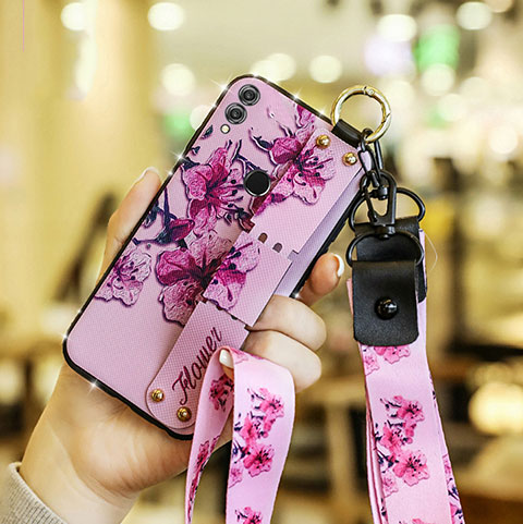 Silikon Hülle Handyhülle Gummi Schutzhülle Blumen S01 für Huawei Honor 8X Rosa