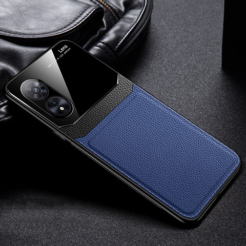 Silikon Hülle Handyhülle Gummi Schutzhülle Flexible Leder Tasche FL1 für Oppo A58 5G Blau