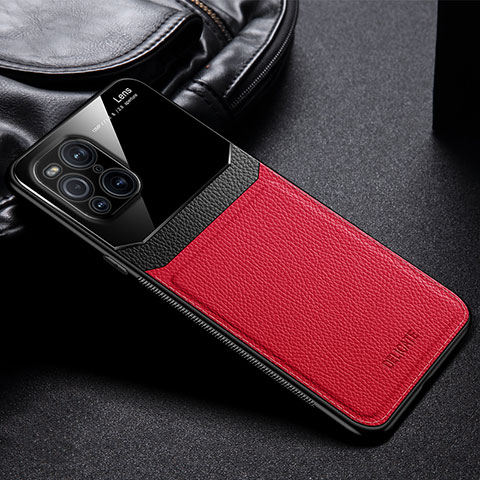 Silikon Hülle Handyhülle Gummi Schutzhülle Flexible Leder Tasche FL1 für Oppo Find X3 Pro 5G Rot