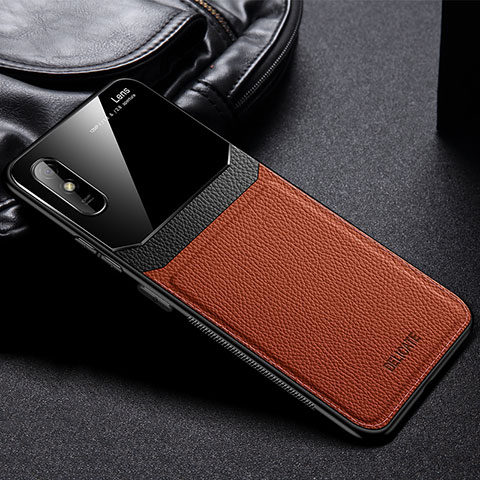 Silikon Hülle Handyhülle Gummi Schutzhülle Flexible Leder Tasche FL1 für Xiaomi Redmi 9AT Braun