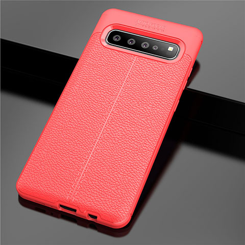 Silikon Hülle Handyhülle Gummi Schutzhülle Flexible Leder Tasche für Samsung Galaxy S10 5G SM-G977B Rot