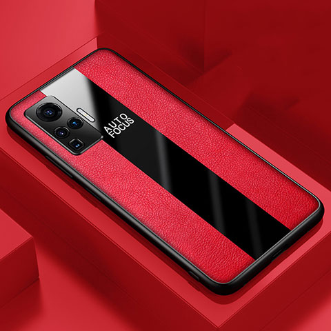 Silikon Hülle Handyhülle Gummi Schutzhülle Flexible Leder Tasche für Vivo X51 5G Rot
