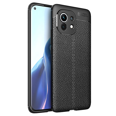 Silikon Hülle Handyhülle Gummi Schutzhülle Flexible Leder Tasche für Xiaomi Mi 11 5G Schwarz