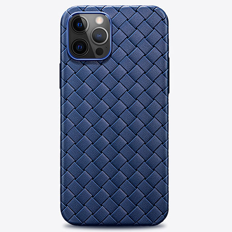 Silikon Hülle Handyhülle Gummi Schutzhülle Flexible Leder Tasche H01 für Apple iPhone 12 Pro Blau