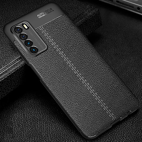 Silikon Hülle Handyhülle Gummi Schutzhülle Flexible Leder Tasche H01 für Huawei Honor Play4 5G Schwarz