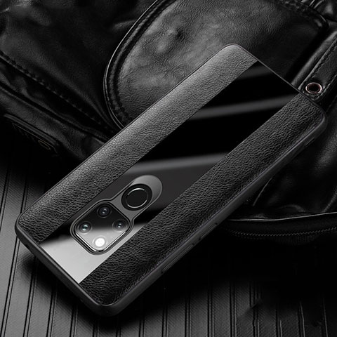 Silikon Hülle Handyhülle Gummi Schutzhülle Flexible Leder Tasche H01 für Huawei Mate 20 X 5G Schwarz