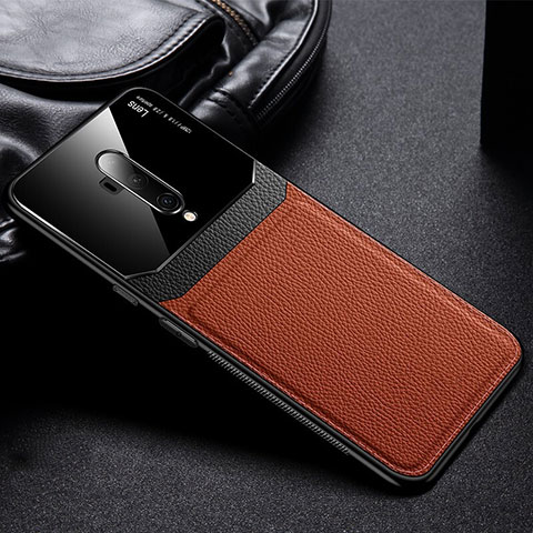 Silikon Hülle Handyhülle Gummi Schutzhülle Flexible Leder Tasche H02 für OnePlus 7T Pro Braun