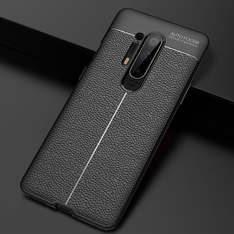 Silikon Hülle Handyhülle Gummi Schutzhülle Flexible Leder Tasche H03 für OnePlus 8 Pro Schwarz