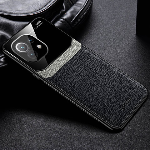 Silikon Hülle Handyhülle Gummi Schutzhülle Flexible Leder Tasche H04 für Xiaomi Mi 11 5G Schwarz